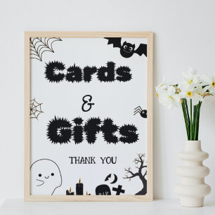 Halloween ghost spooky card and gifts thank you poster