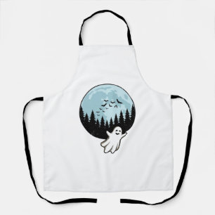 Halloween Ghost Spooky Forest Moon Vintage_1 Apron