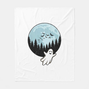 Halloween Ghost Spooky Forest Moon Vintage_1 Fleece Blanket