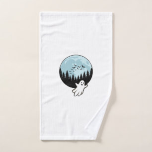 Halloween Ghost Spooky Forest Moon Vintage_1 Hand Towel