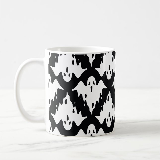 Halloween Ghost Spooky Seamless Pattern Coffee Mug (Left)