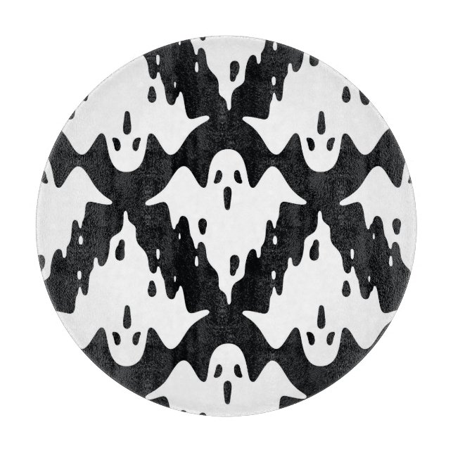 Halloween Ghost Spooky Seamless Pattern Cutting Board (Front)