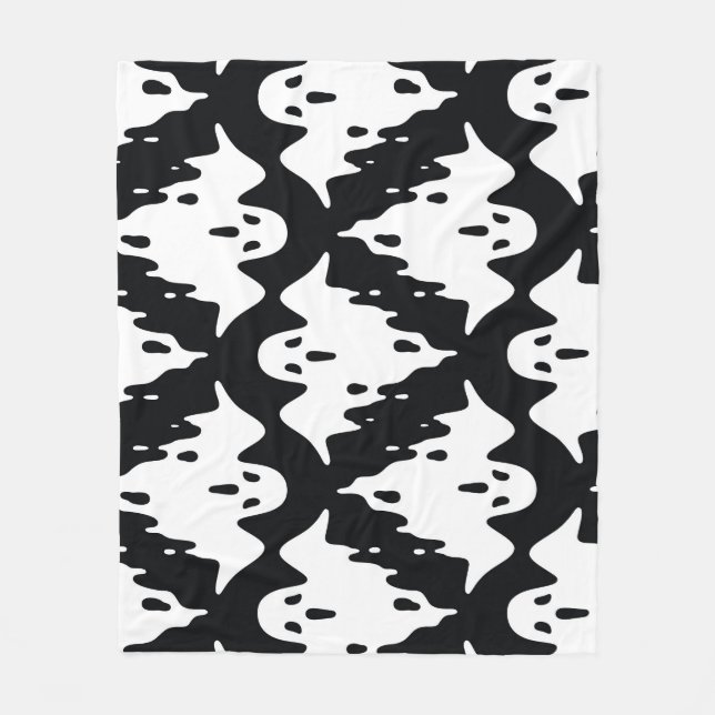 Halloween Ghost Spooky Seamless Pattern Fleece Blanket (Front)