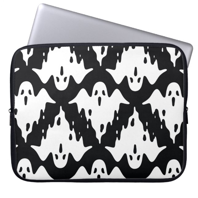 Halloween Ghost Spooky Seamless Pattern Laptop Sleeve (Front)