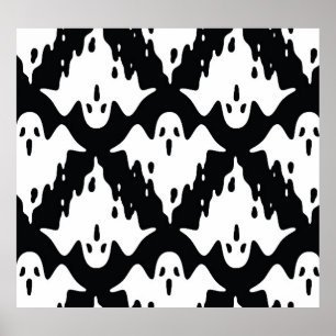 Halloween Ghost Spooky Seamless Pattern Poster