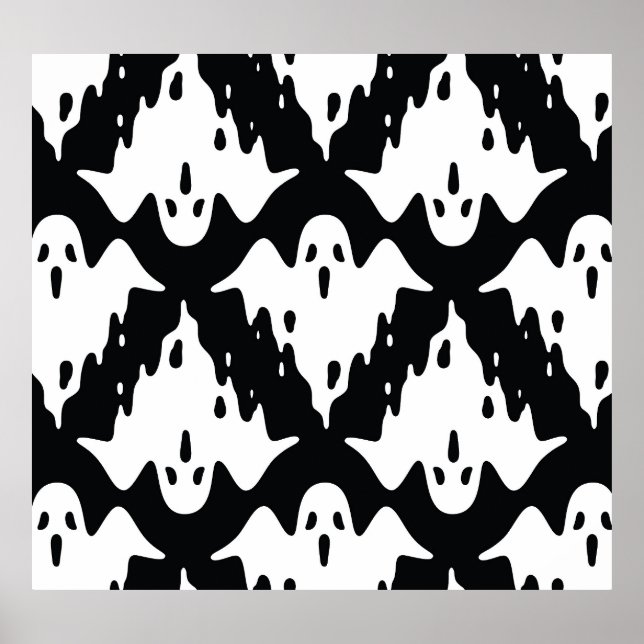 Halloween Ghost Spooky Seamless Pattern Poster (Front)