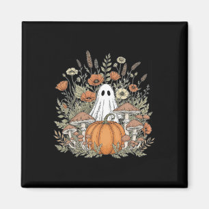 Halloween Ghost Spooky Season Retro Boho Floral Pu Magnet