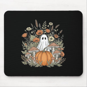 Halloween Ghost Spooky Season Retro Boho Floral Pu Mouse Mat