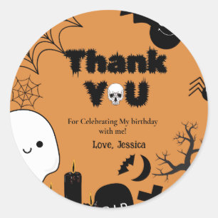Halloween Ghost Spooky Thank you Birthday party Classic Round Sticker