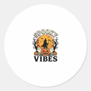 Halloween Ghost Spooky Vibes Pumpkin Witch Vintage Classic Round Sticker