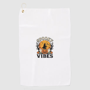 Halloween Ghost Spooky Vibes Pumpkin Witch Vintage Golf Towel