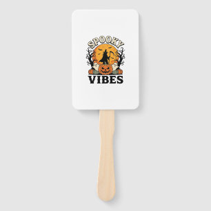 Halloween Ghost Spooky Vibes Pumpkin Witch Vintage Hand Fan