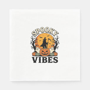 Halloween Ghost Spooky Vibes Pumpkin Witch Vintage Napkin