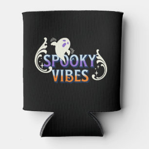 Halloween Ghost Spooky Vibes Typography Lettering Can Cooler