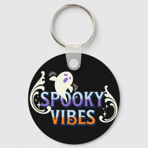 Halloween Ghost Spooky Vibes Typography Lettering  Key Ring