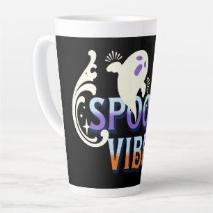 Halloween Ghost Spooky Vibes Typography Lettering Latte Mug