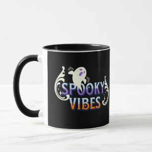 Halloween Ghost Spooky Vibes Typography Lettering Mug