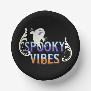 Halloween Ghost Spooky Vibes Typography Lettering Paper Plate