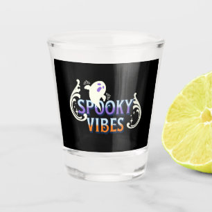 Halloween Ghost Spooky Vibes Typography Lettering Shot Glass