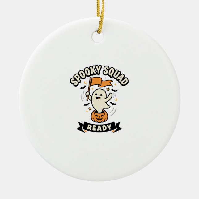 Halloween Ghost Squad Ceramic Tree Decoration (Front)