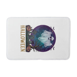 Halloween Ghost Sunglasses Purple Moon Graveyard_1 Bath Mat