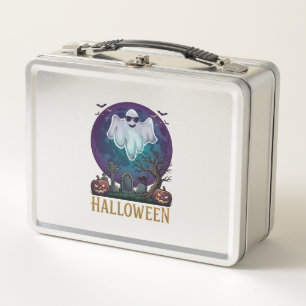 Halloween Ghost Sunglasses Purple Moon Graveyard_1 Metal Lunch Box