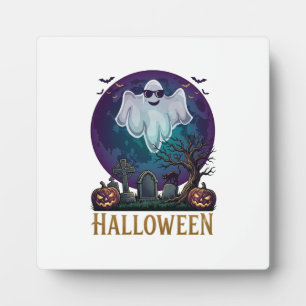Halloween Ghost Sunglasses Purple Moon Graveyard_1 Plaque
