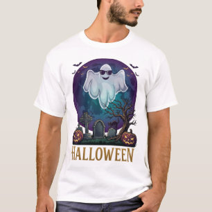 Halloween Ghost Sunglasses Purple Moon Graveyard_1 T-Shirt