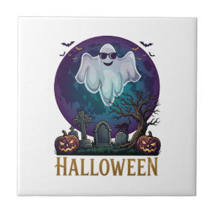 Halloween Ghost Sunglasses Purple Moon Graveyard_1 Tile