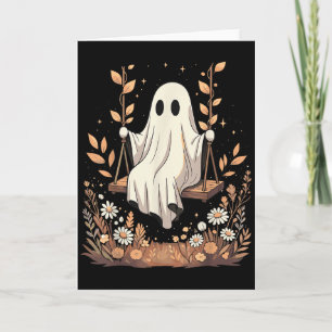 Halloween Ghost Swing Fall Floral Card