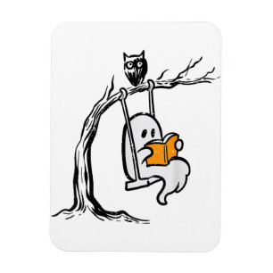 Halloween Ghost Swing Reading Magnet