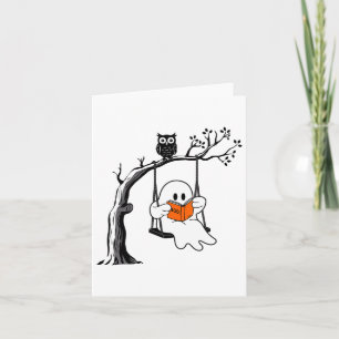 Halloween Ghost Swing Reading Vintage Costume Wome Card