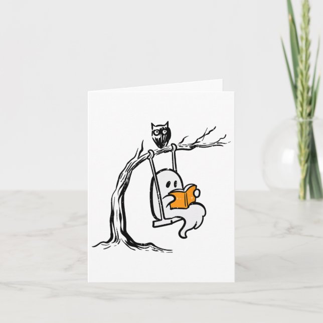 Halloween Ghost Swing Reading Vintage Costume Wome Card (Front)