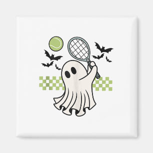 Halloween Ghost Tennis Player Retro Spooky Season Magnet