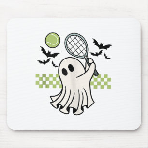 Halloween Ghost Tennis Player Retro Spooky Season Mouse Mat
