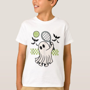 Halloween Ghost Tennis Player Retro Spooky Season T-Shirt