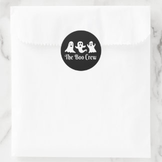 Halloween Ghost, The Boo Crew Trio Ghost Black Classic Round Sticker