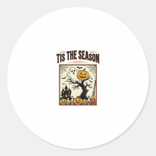 Halloween Ghost Tis The Season Haunted House_1 Classic Round Sticker