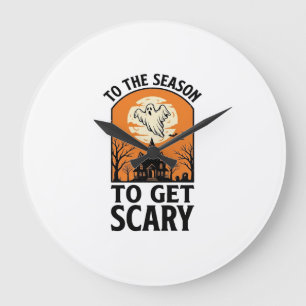 Halloween Ghost To Get Scary Vintage Spooky_1 Large Clock