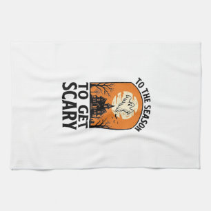 Halloween Ghost To Get Scary Vintage Spooky_1 Tea Towel