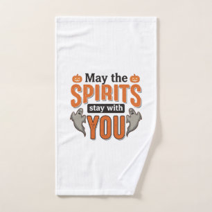 Halloween Ghost Typography Vintage Engraving Desig Hand Towel