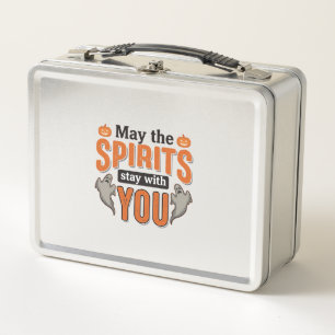 Halloween Ghost Typography Vintage Engraving Desig Metal Lunch Box
