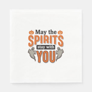 Halloween Ghost Typography Vintage Engraving Desig Napkin