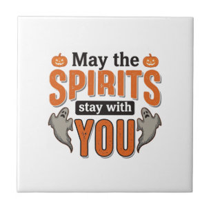 Halloween Ghost Typography Vintage Engraving Desig Tile
