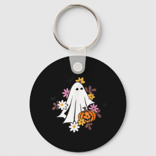 Halloween Ghost Vintage Groovy Trick Or Treat Spoo Key Ring