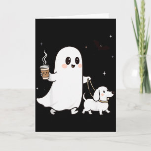 Halloween Ghost Walking Dog Soky Season Halloween  Card