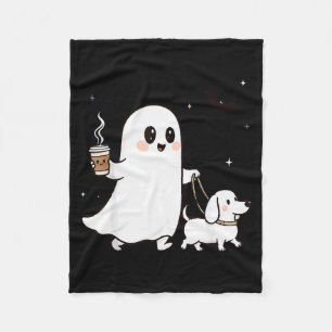 Halloween Ghost Walking Dog Soky Season Halloween Fleece Blanket
