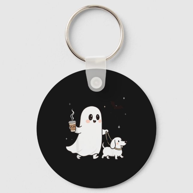 Halloween Ghost Walking Dog Soky Season Halloween  Key Ring (Front)