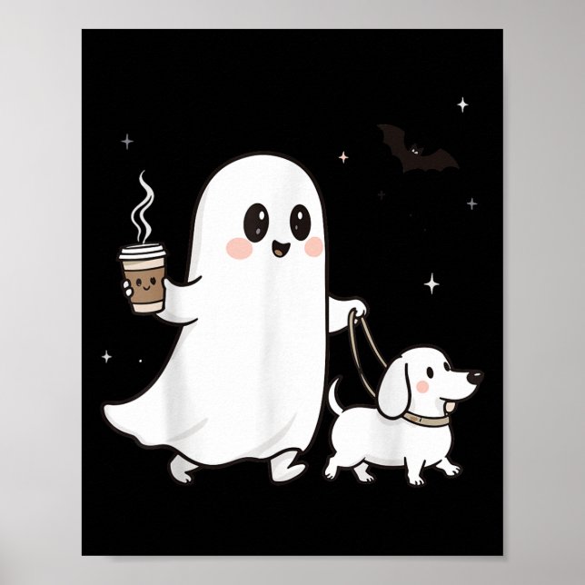 Halloween Ghost Walking Dog Soky Season Halloween  Poster (Front)