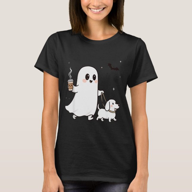 Halloween Ghost Walking Dog Soky Season Halloween  T-Shirt (Front)